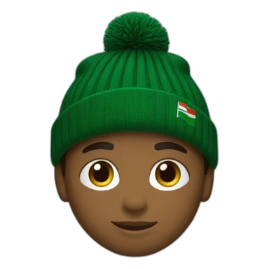 Black boy using lacoste beanie with flag sticker
