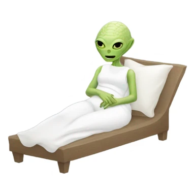 a Reptilian alien white woman, full body, sleeping sticker