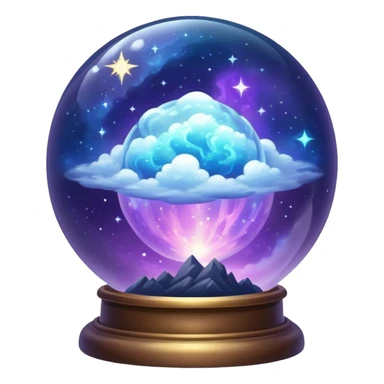 Tiny mystical mysterious celestial sparkly cloudy magical glowing spherical nebula glass globe dome sticker