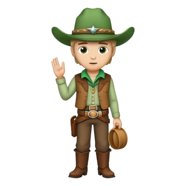 Cowboy wearing a green hat no star, western outfit sticker