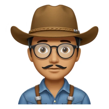 Man wearing a cow boy hat,chin strap and black glasses  sticker