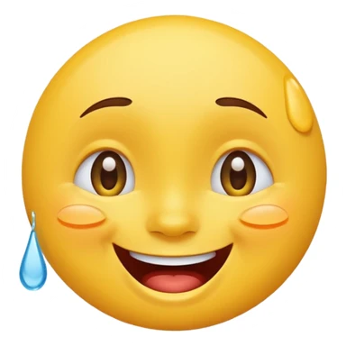 Emoji, yellow round laughing tilted head face with tears of fun sticker