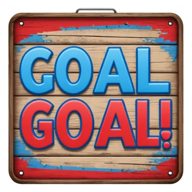 Word “Goal” sign comic style blue (#00A3E0) and red (#F9423A)  sticker