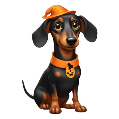 long dachshund dog dressed for Halloween known as a Halloweenie sticker