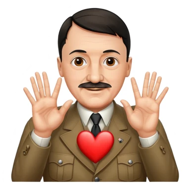 Adolf hitler making heart with fingers sticker