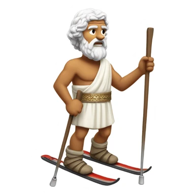 socrates on mountain skis sticker