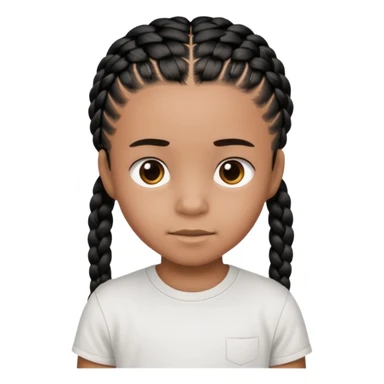 african american kid with a white tee and black braids sticker