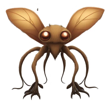 Brown furry alien beast with tendrils on its side, 4 clawed legs, and black eyes and insectoid wings and a long tail  sticker