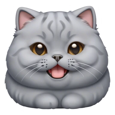 Cinematic Cute Chubby Grey Scottish Fold Cat Portrait Emoji, Adorable folded ears framing its round face, head tilted playfully and yawning, round and plump body with sleek soft grey fur and subtle blue undertones, Simplified yet adorable features, highly detailed, glowing with a warm, friendly glow, high shine, curious yet calm, stylized with a touch of whimsy, bright and endearing, soft glowing outline, capturing the essence of a mischievous yet loving and lazy kitty with those signature folded ears, so cute it feels like it could stretch out of the screen and cuddle! sticker