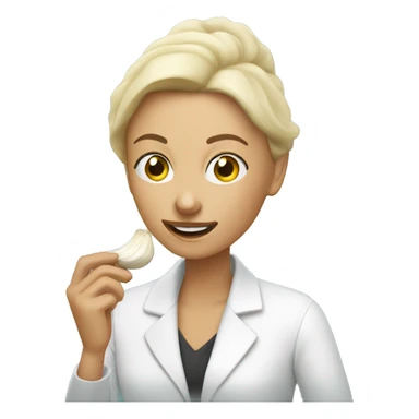 Beautiful therapist eating garlic  sticker