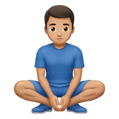 A regular man squatting with his hands on his knees sticker