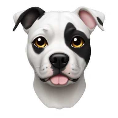 White Staffordshire Bull Terrier with a black patch of fur on one eye  sticker