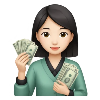 Hot Asian girl with money  sticker