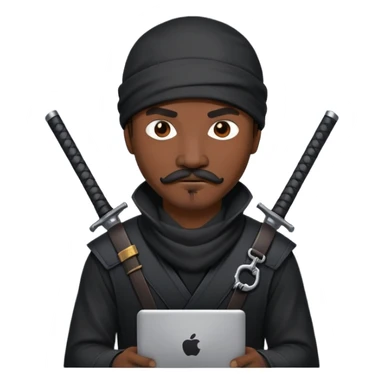 african-american web developer mustache mercenary black asymmetrical ninja hacker sticker
