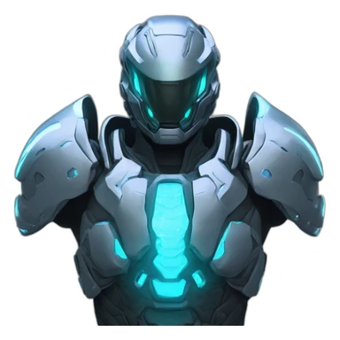 futuristic armored Omega Energy breastplate radiating omega energy sticker
