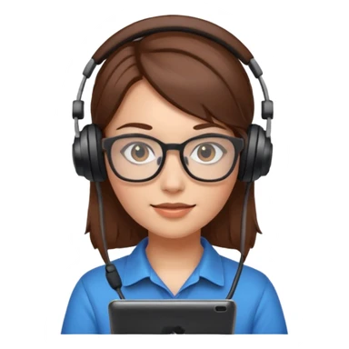 gamer girl with glasses, brown hair sticker