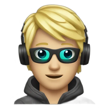 blonde short hair gamer guy with headset blonde hair and ski mask on sticker