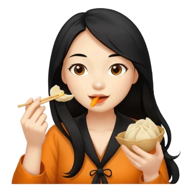 dumpling eat ginger woman long hair sticker