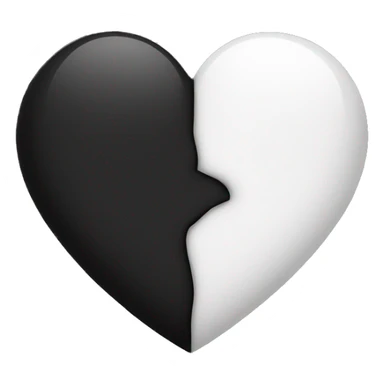 Half white half black heart where left half is white sticker