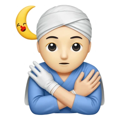 moon wrapped in bandage like “overworked” sticker