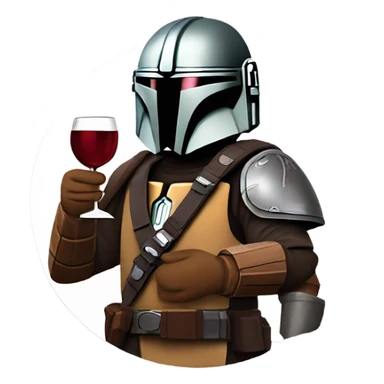The Mandalorian holding a bottle of wine sticker