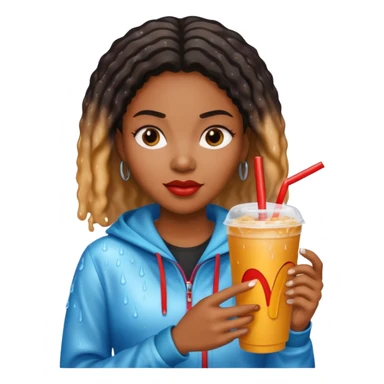 black woman holding fastfood drink sticker