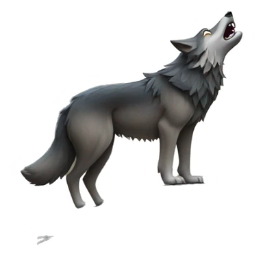 wolf standing on a black rock while howling at a moon in the sky sticker
