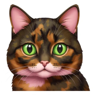 dark tortoiseshell cat half pink nose green eyes sticker