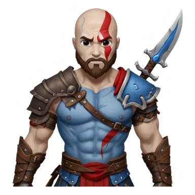 create a emoji for god of war kartos version with his wife of love blueheart sticker