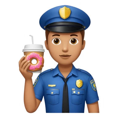 police holding donut and coffee sticker