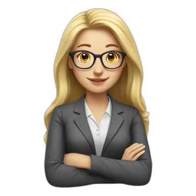 Woman teacher blonde long hair glasses book sticker