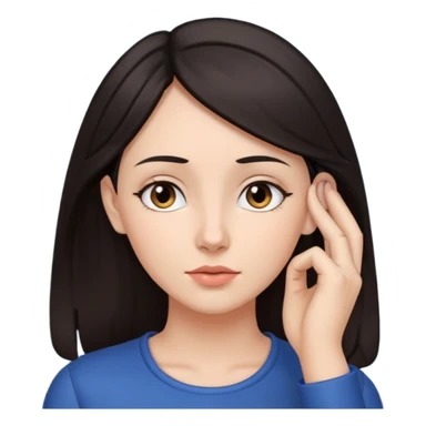 Una mujer de pelo oscuro tocandose la oreja (demostrando que está escuchando a otro) sticker