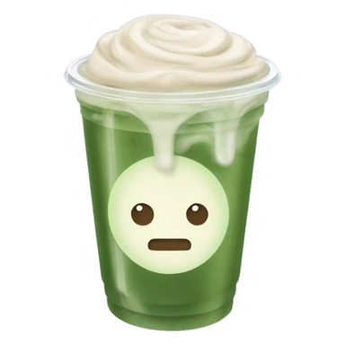 plain iced matcha latte in clear takeaway cup with no whipped cream on top sticker
