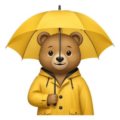 Bear with umbrella, wearing rain coat sticker