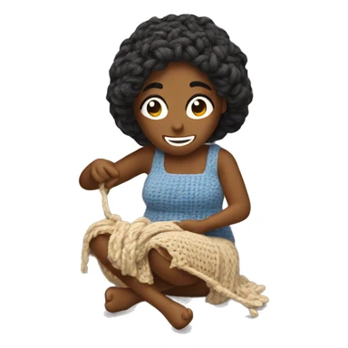 Woman crocheting sticker