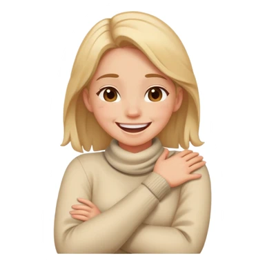 girl crossing arms around neck laughing  sticker