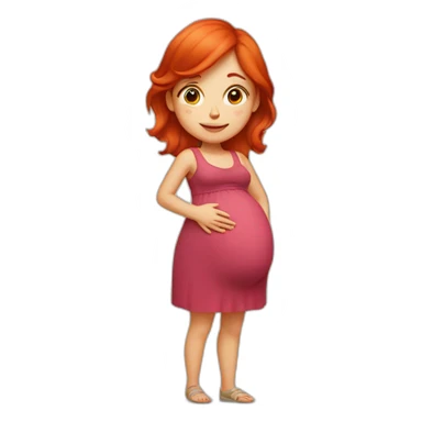 A girl with red hair in the shape of a pregnant woman sticker