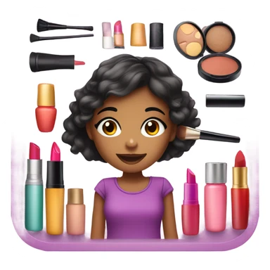 Makeup kit and a girl having fun sticker