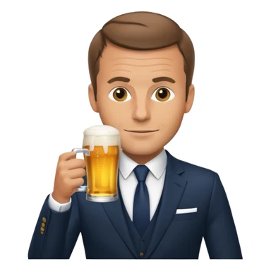 Macron drinking beer sticker