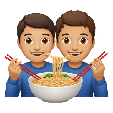 Two friends eating noodles sticker