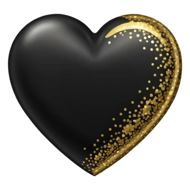 black heart with gold sparkles sticker