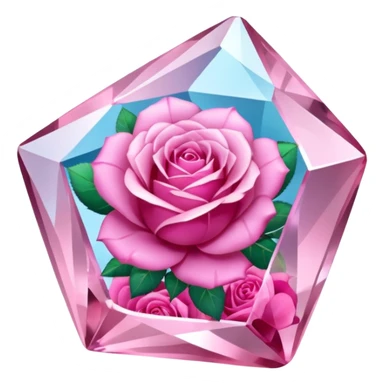 Magic mineral crystal with pink roses around sticker