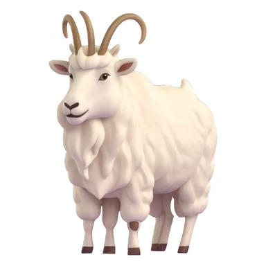realistic 3D mountain goat with textured fur sticker
