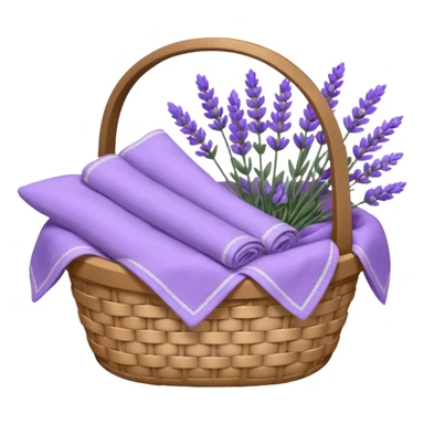 Basket of linens and lavender sticker