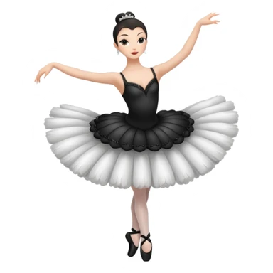 Black swan ballerina emoji from a far to see the whole body dancing with ballerina shoes sticker