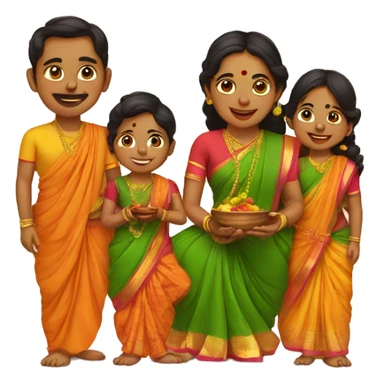 Ugadi family with twin boys sticker