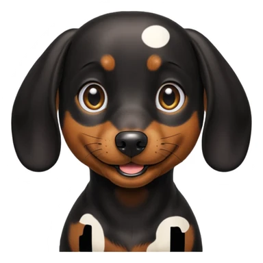 Black miniature Daschund looking happy sticker