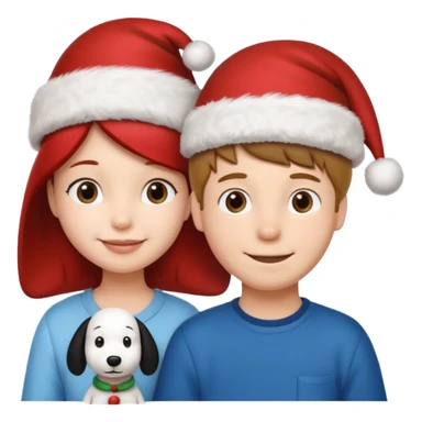 Snoopy wearing and Christmas hat human girl and boy sticker
