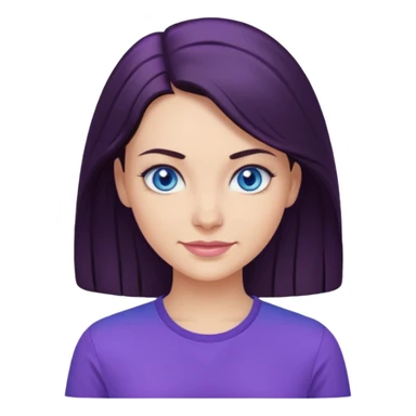 Smirking dark hair woman with blue eyes, wearing purple shirt 

 sticker
