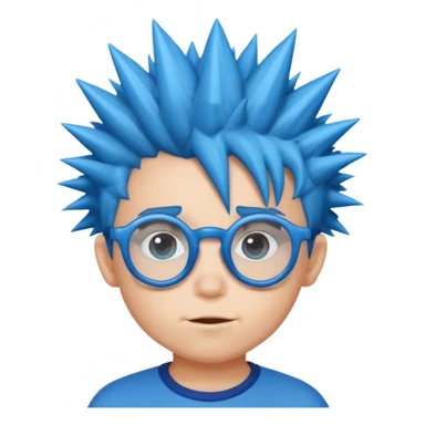 blue spiky haired kid with glasses sticker